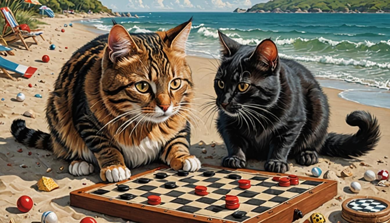 Cat and Mouse Checkers Game on Magazine Cover