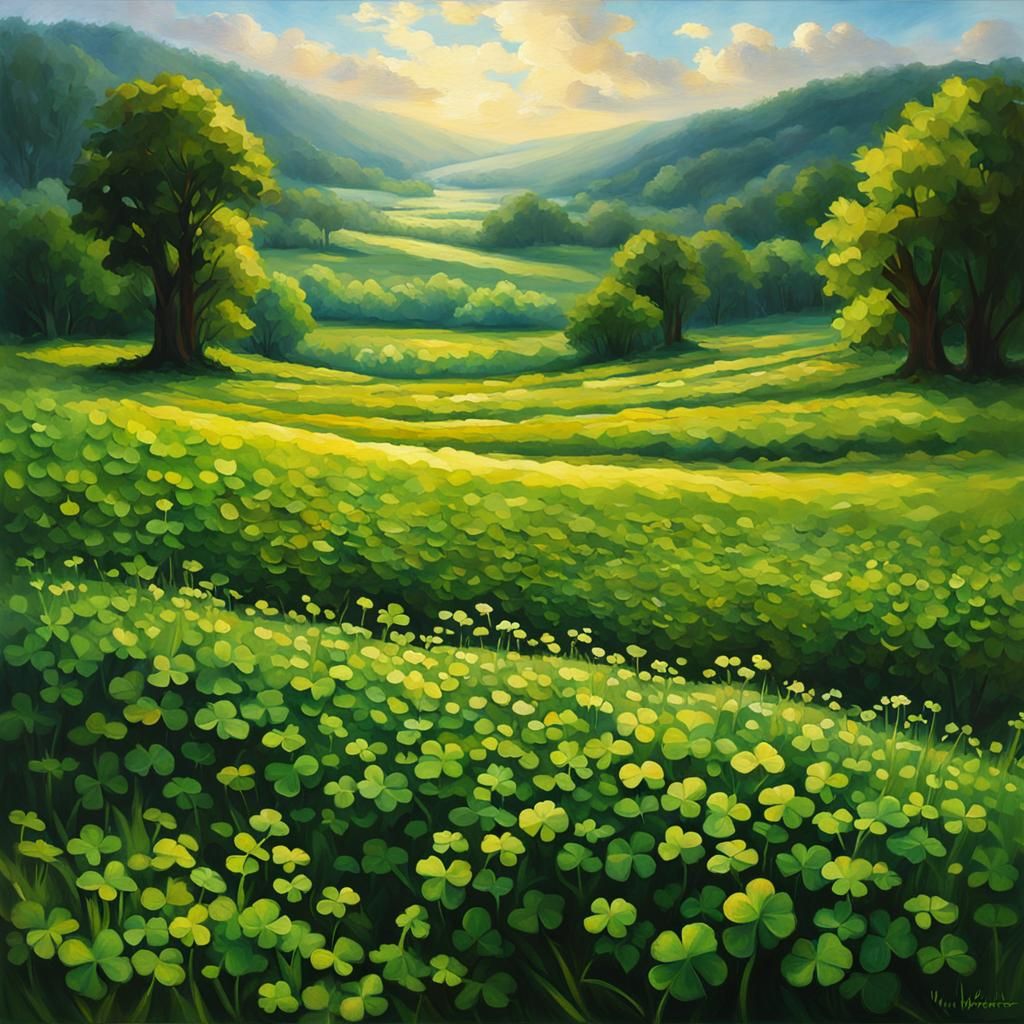 Luminist Field of Four-Leaf Clovers in 8K