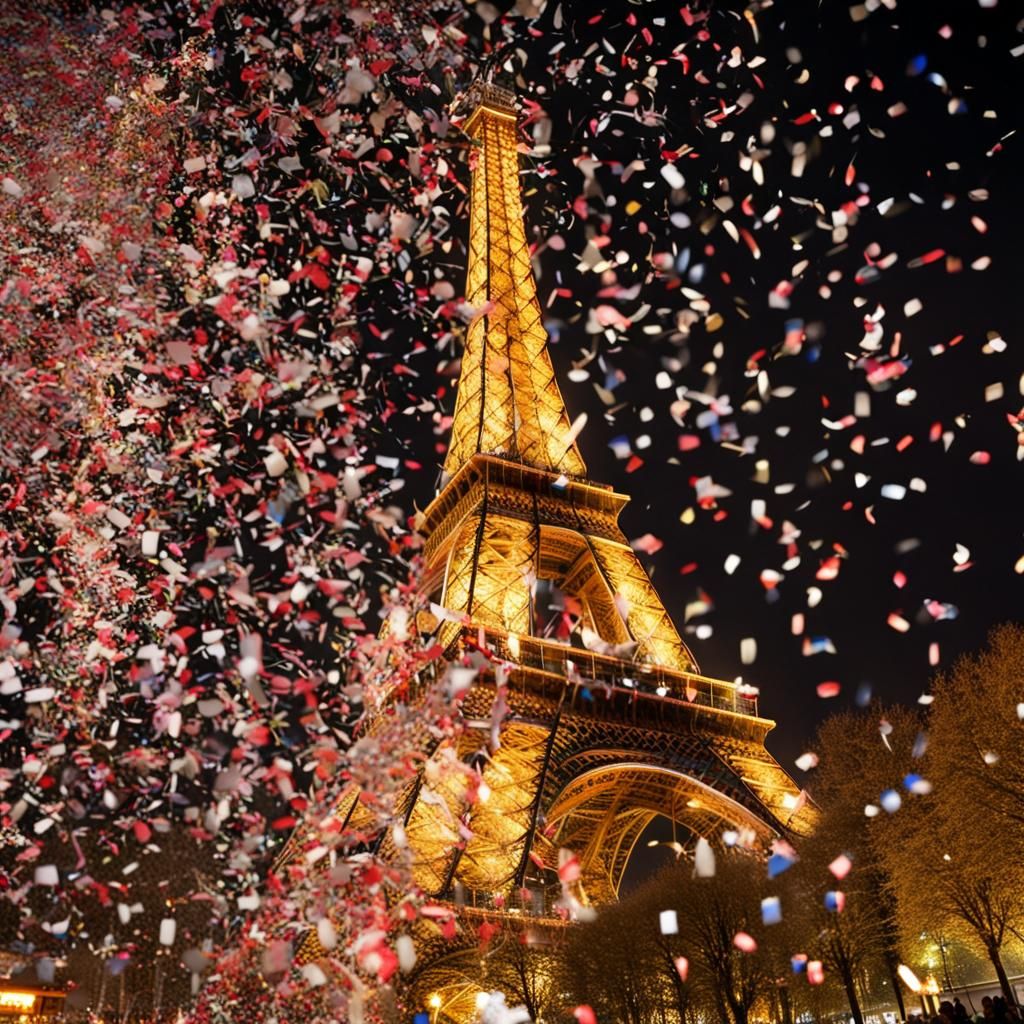Paris New Year's Eve Confetti Celebration