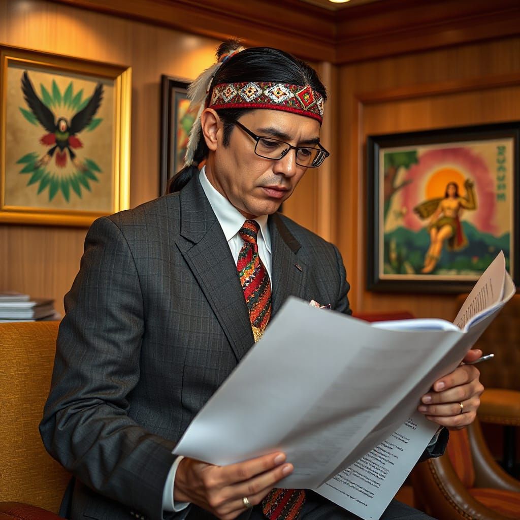 Native American Casino Manager in Luxurious Office