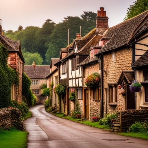 Vintage English Village Photography: Detailed Macro View