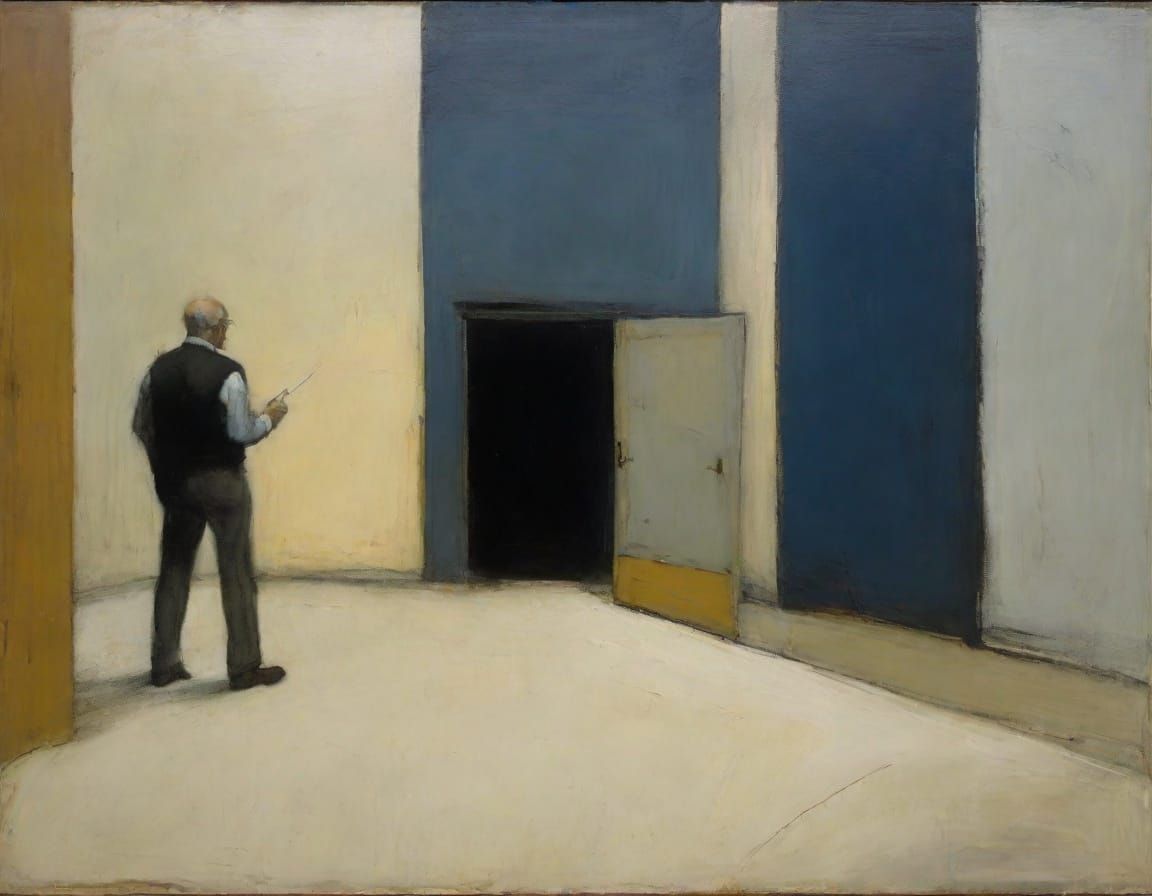 Impressionist Painting of Lonely Figure in Oil