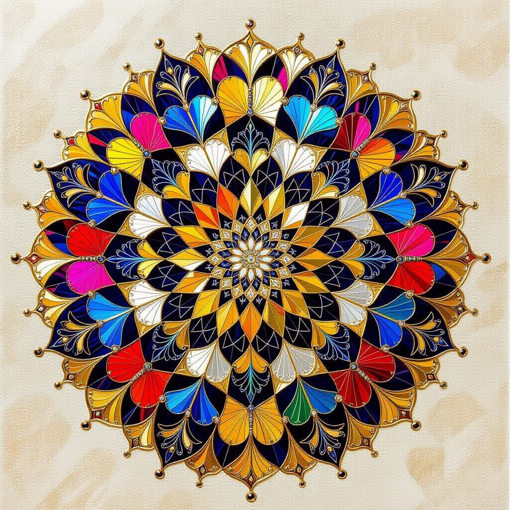 Kaleidoscope of Butterflies Around Ornate Mandala