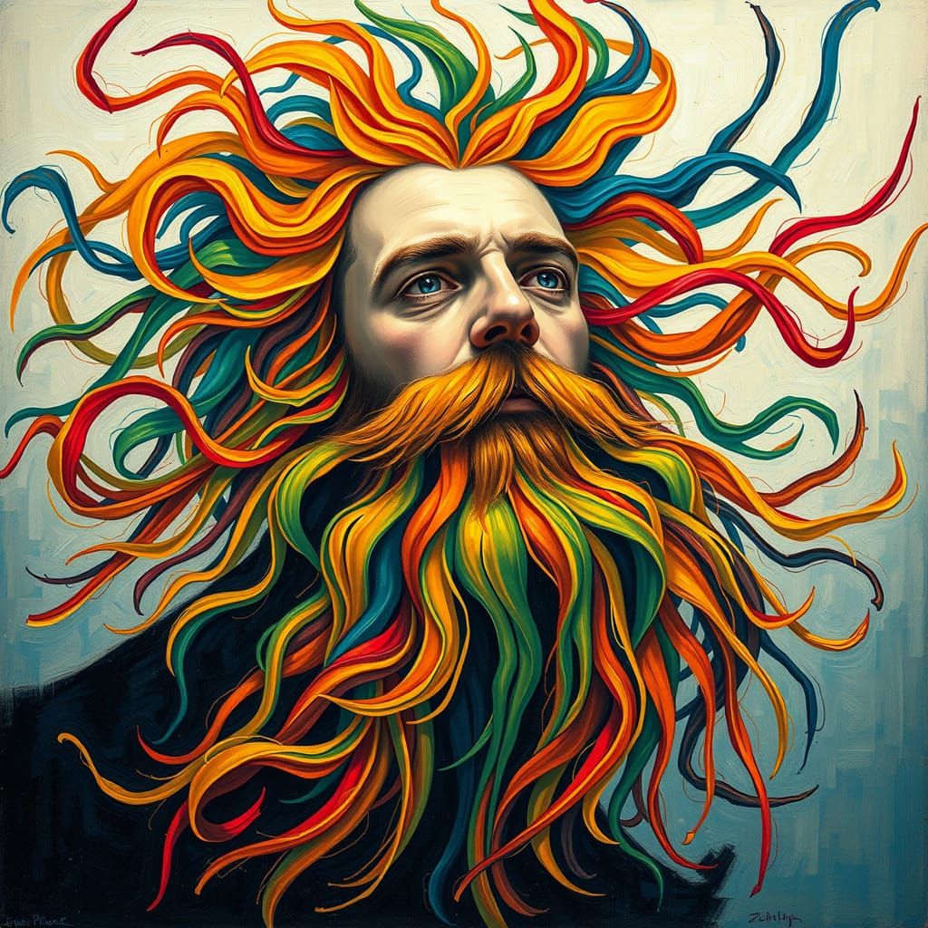 Abstract Swirling Beard in Style of Kandinsky