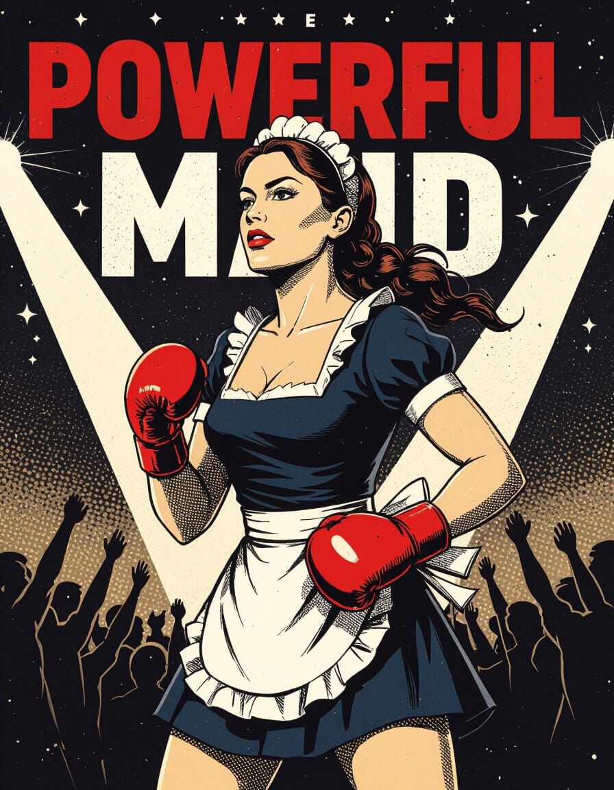 Powerful Maid Sports Poster in Gothic Digital Art Style