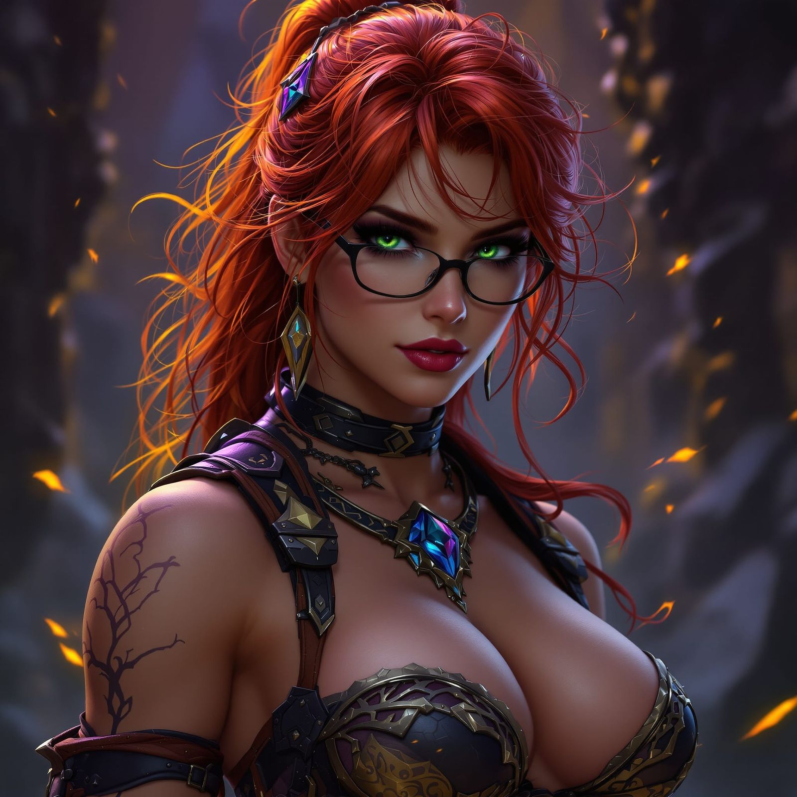 Red-Haired Warrior in Dark Fantasy Style