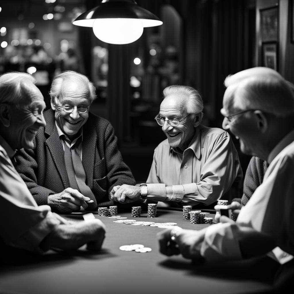 Vintage Poker Game Interrupted by Modern Technology