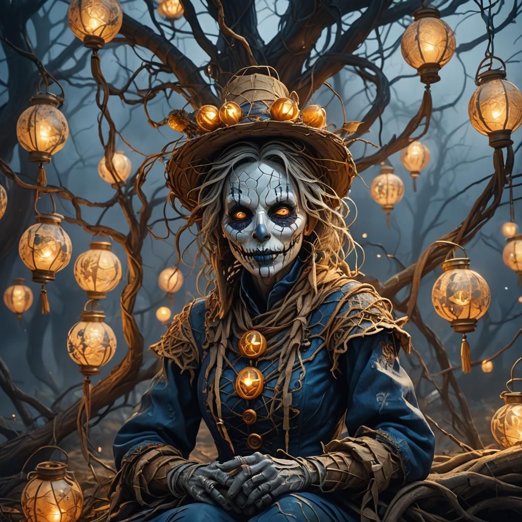 Scarecrow Woman Portrait in Fantasy Realism