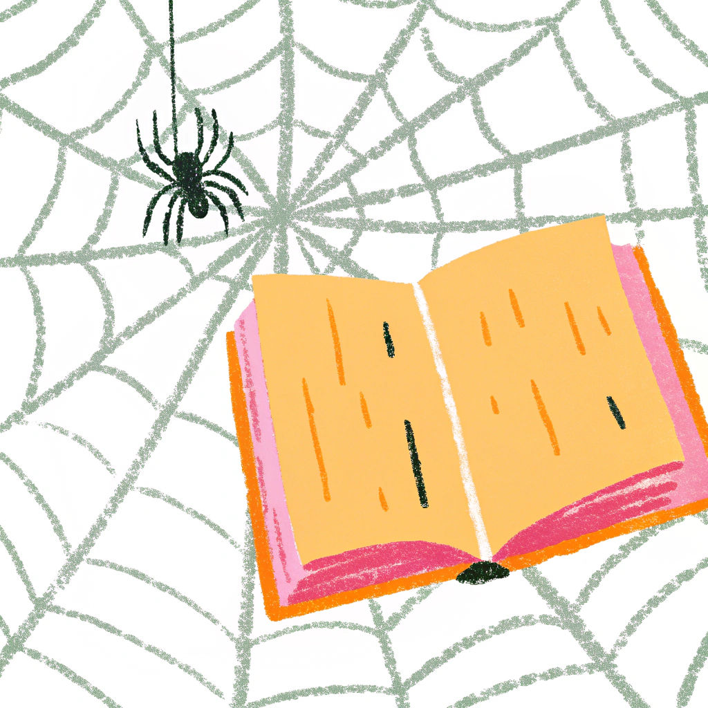 Horrific Spider-Legged Book in Gothic Horror Style