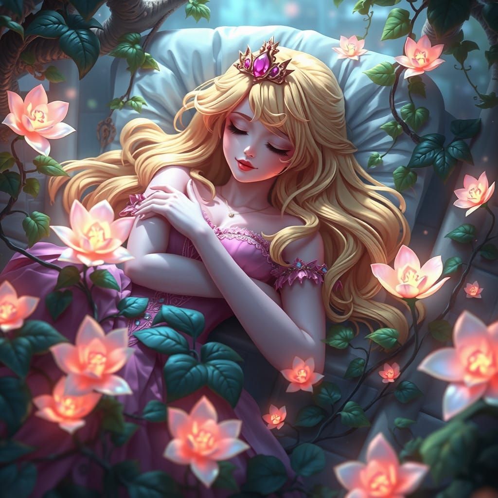 Sleeping Beauty in Enchanted Dreamscape