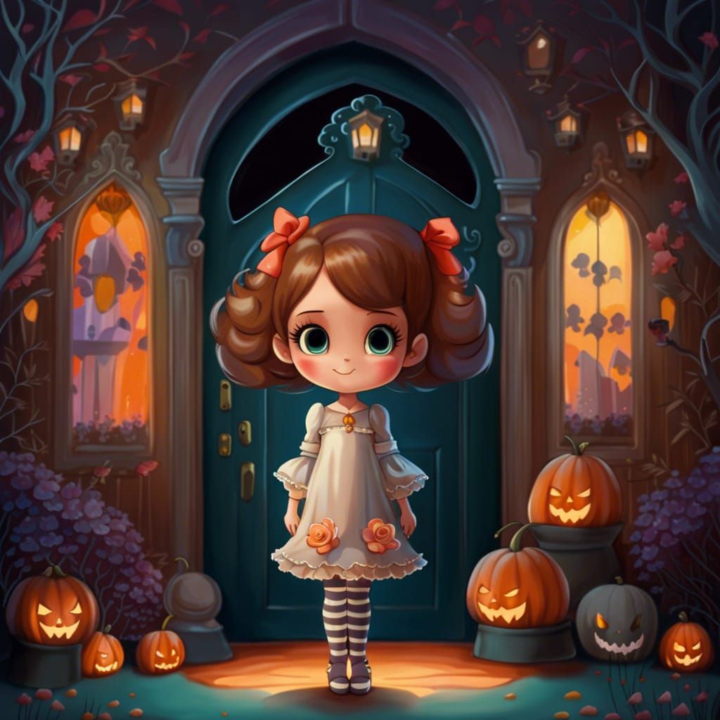 Adorable Girl Spectre in Haunted House