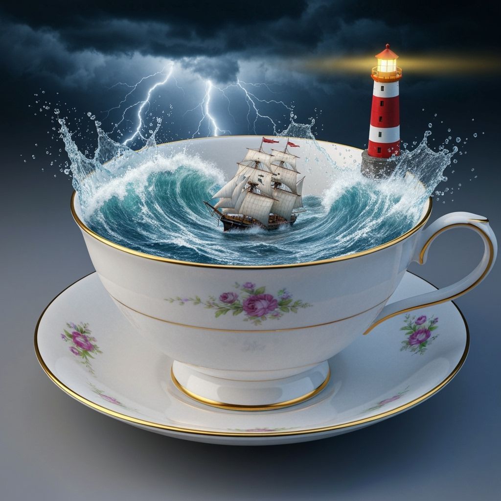Tiny Ocean Tempest Inside Elegant Teacup