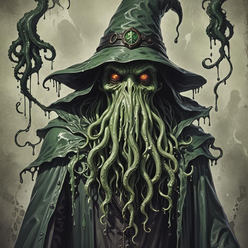 Cthulhu Wizard Materializing on Strange Note
