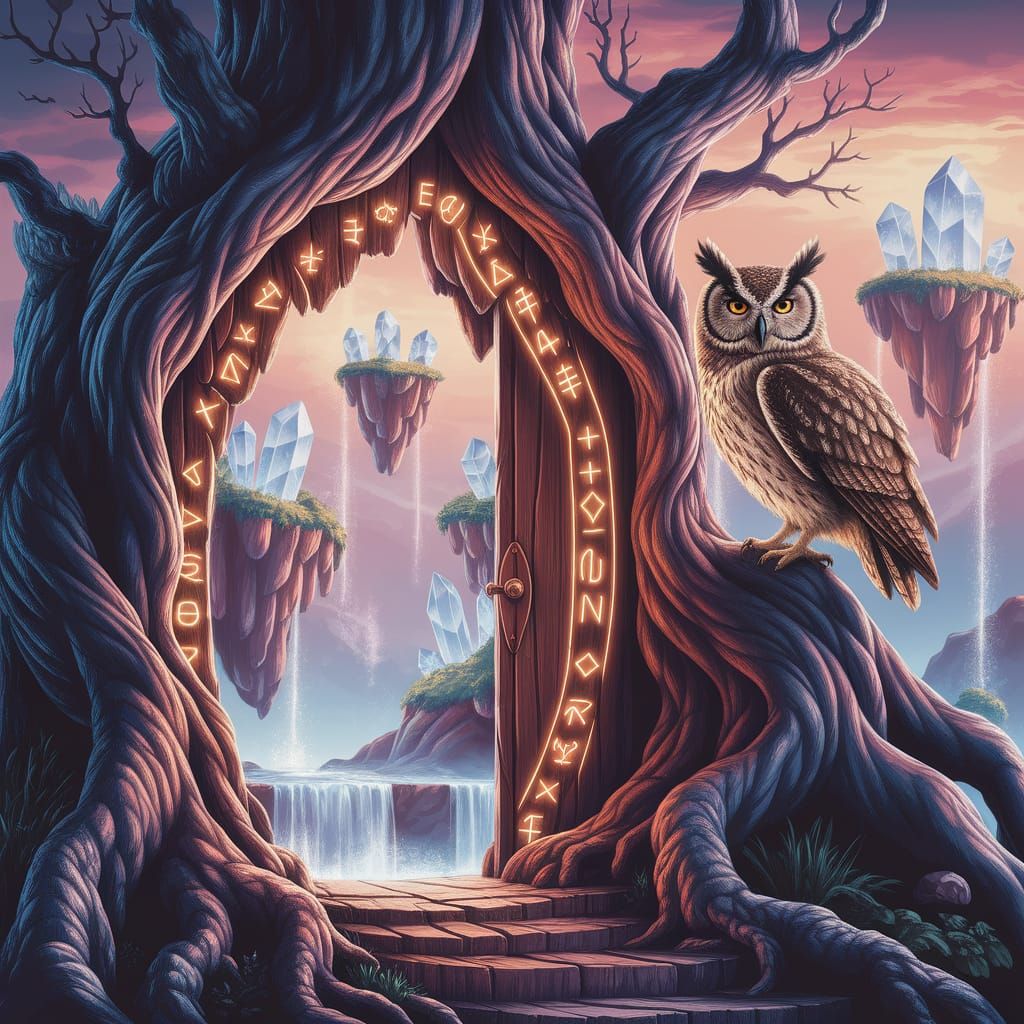 Ancient Tree Doorway Leads to Enchanted Realm of Floating Is...