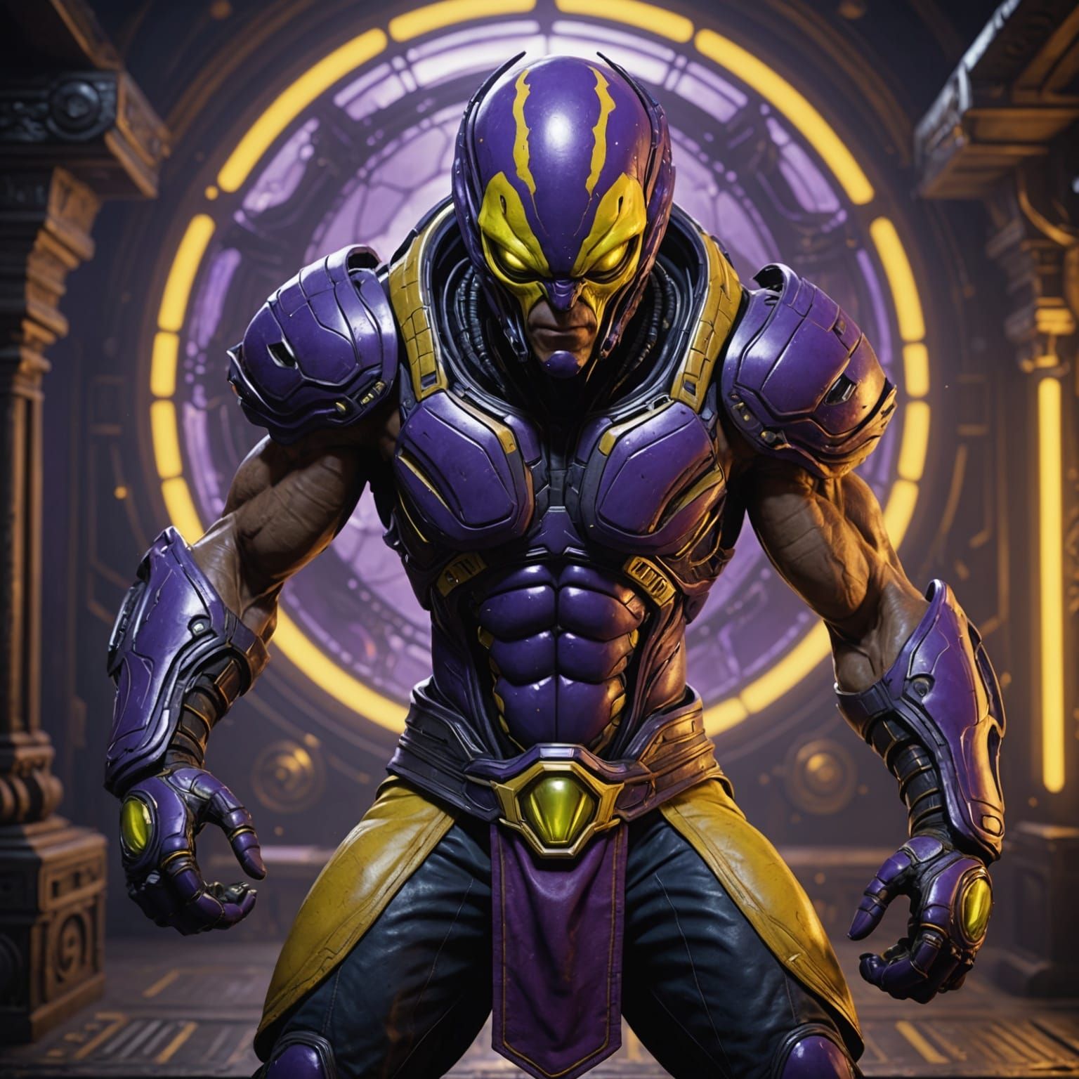 Hyperdetailed Alien Boxer in Dark Fantasy Style