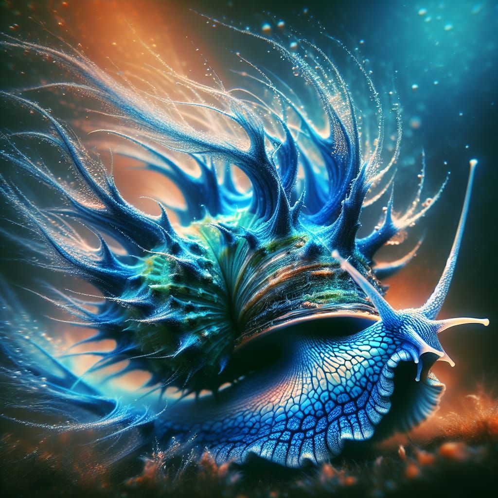 Iridescent Blue Dragon Snail Underwater