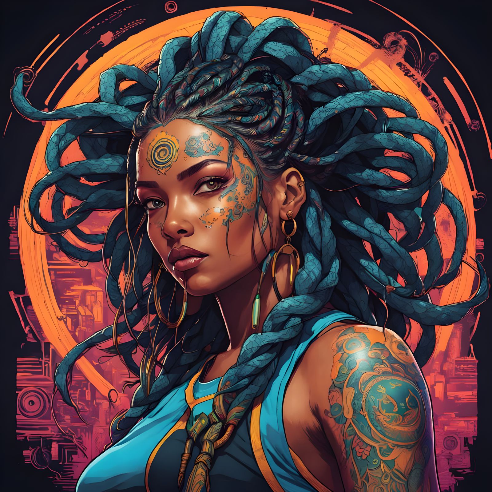 Cyberpunk Goddess in Chicano Hip-Hop Style