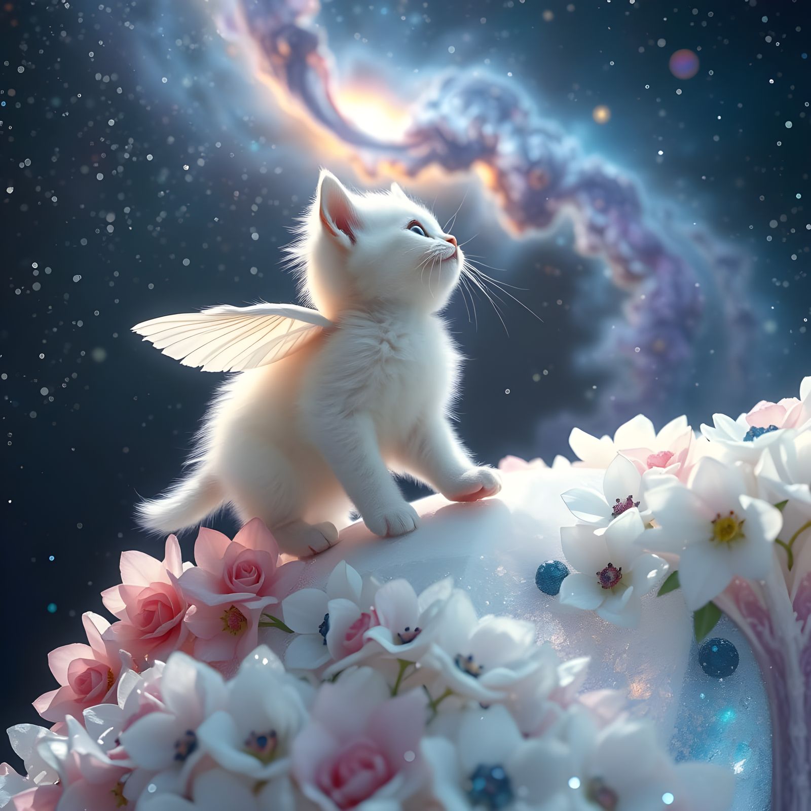 Galactic Wonderland with Feathered Kitten and Crystal Stairs