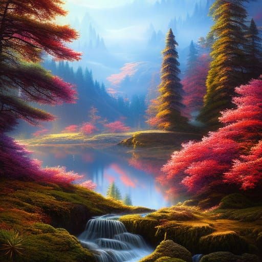 Iridescent Sci-Fi Alien Zen Garden Landscape