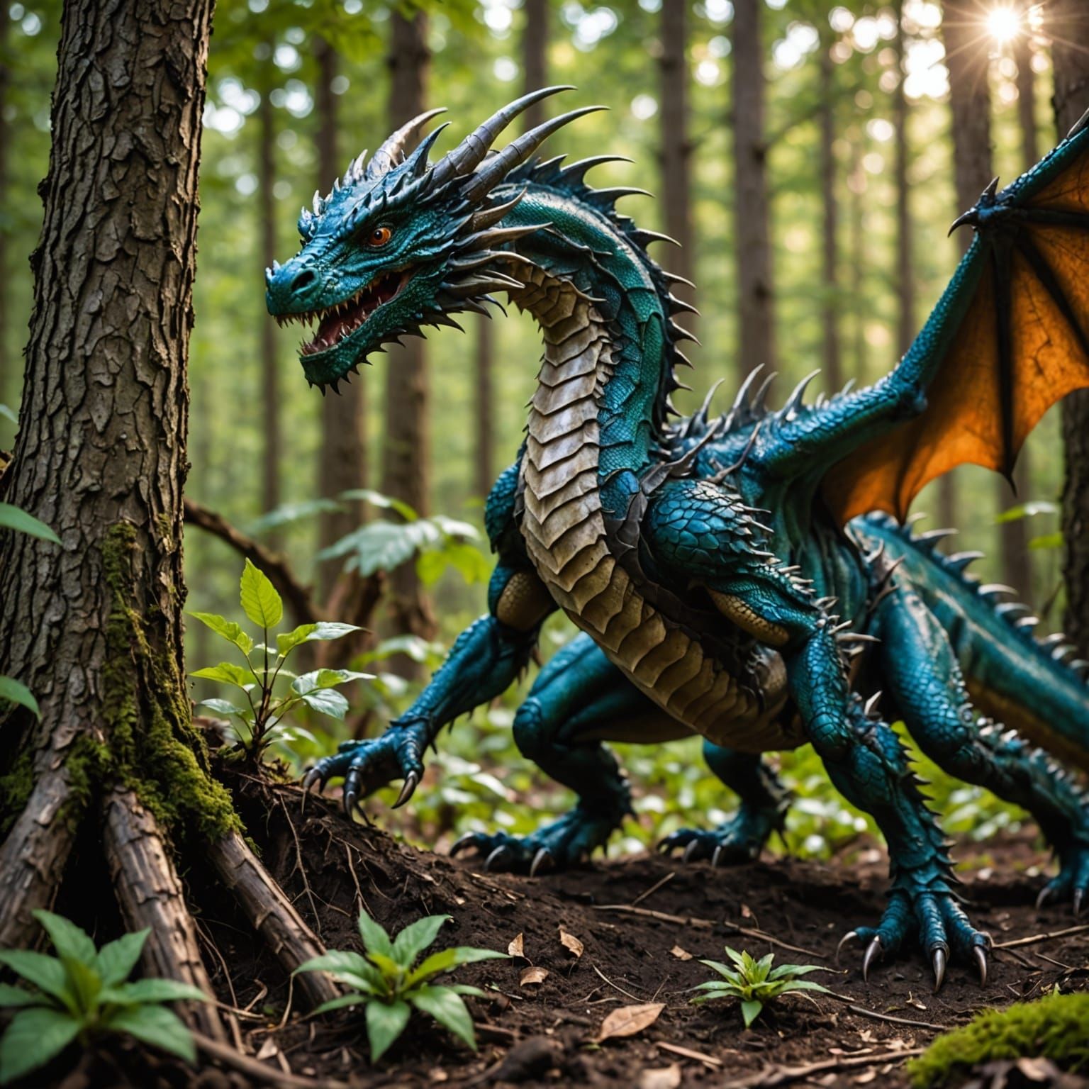 Nature Dragon Defends Forest in Bokeh Photography