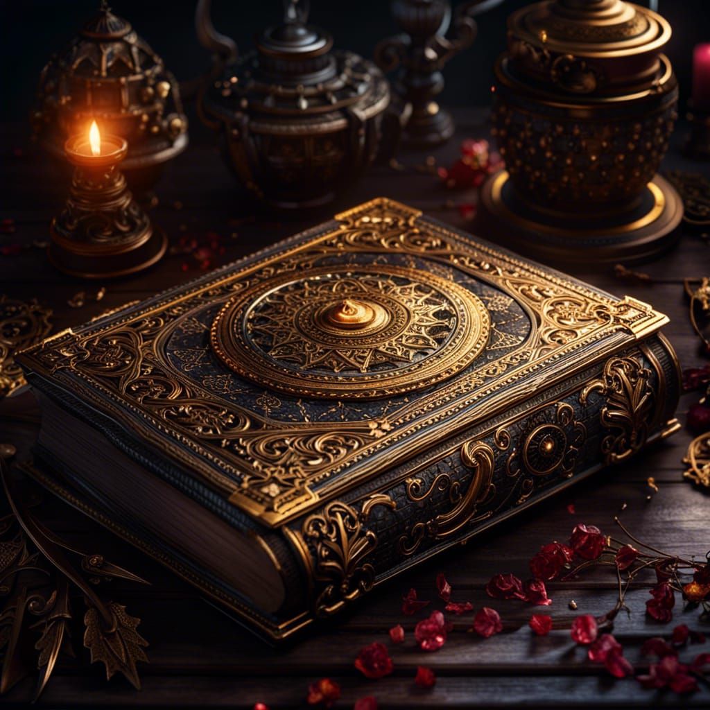 Fantasy Magical Tome with Intricate Motifs