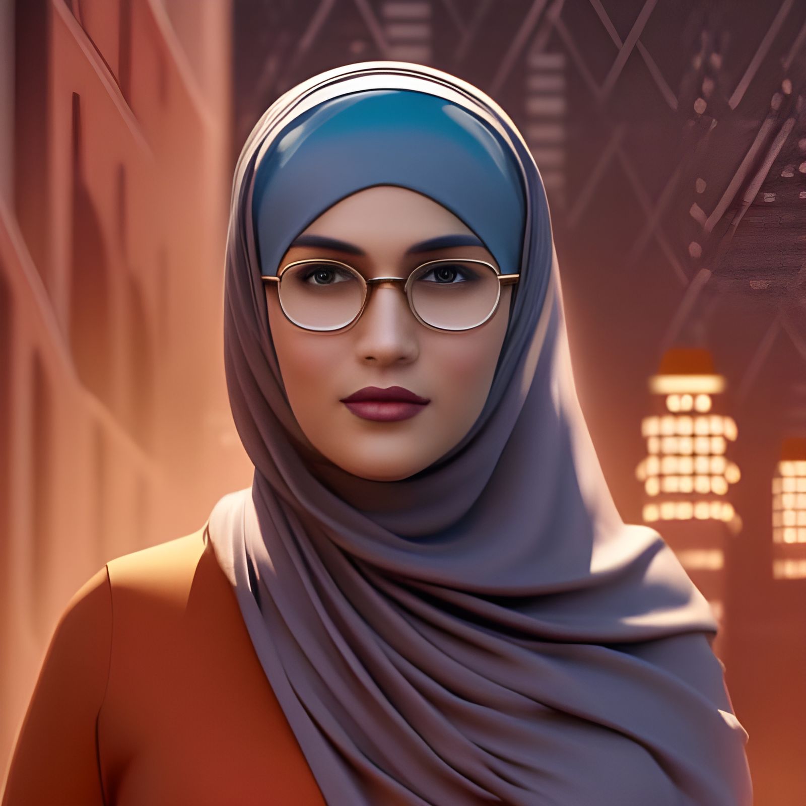 German Woman in Hijab: Hyperdetailed Portrait