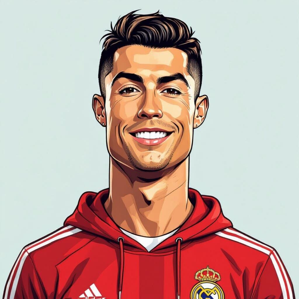 Cristiano Ronaldo Cartoon Portrait in Modern Style