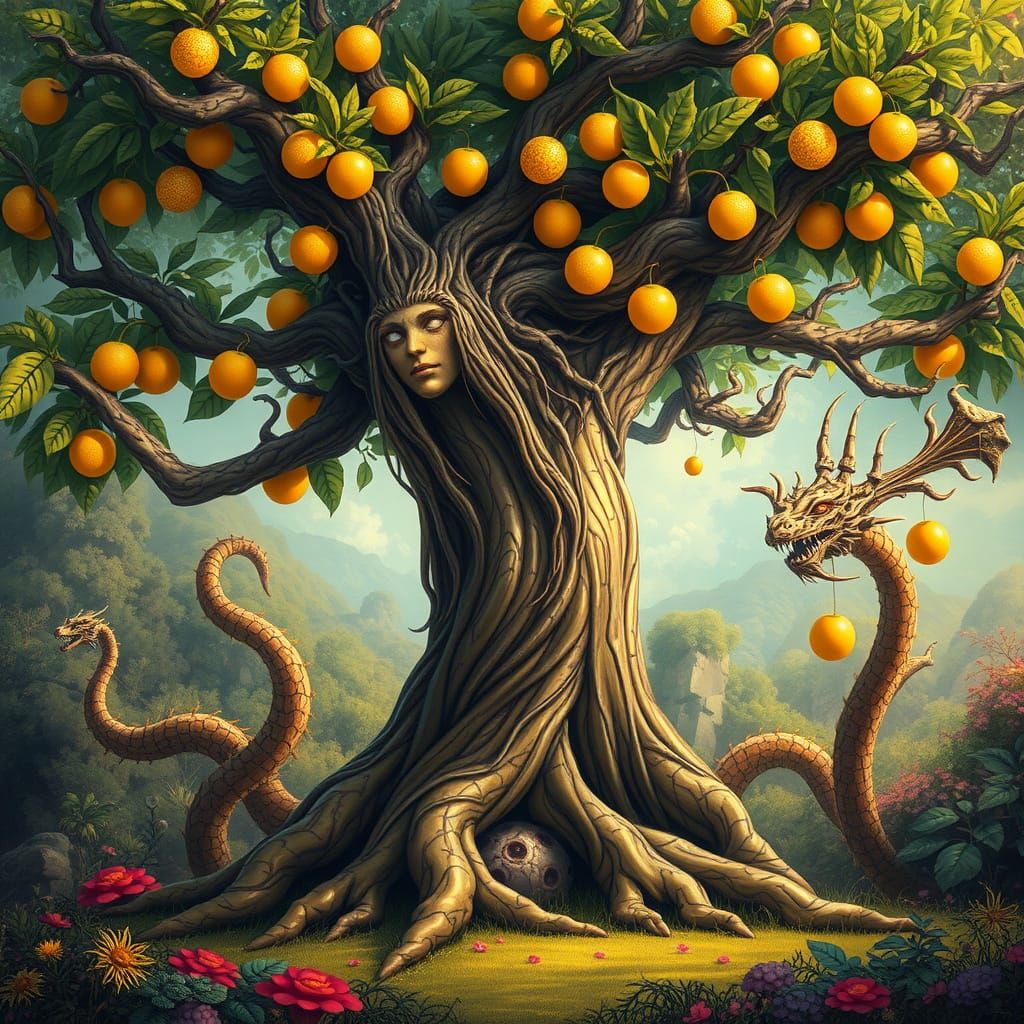 Whimsical Tree Guardian in Vibrant Paradise