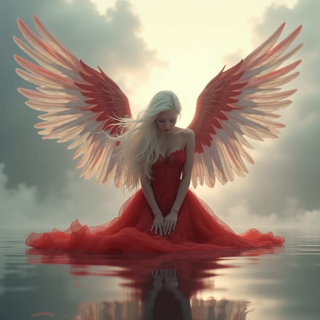 Serene Angelic Figure in Radiant Church Style with Elegant W...