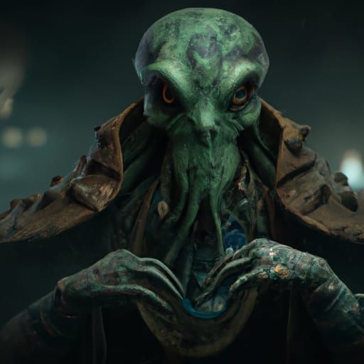 Lovecraftian Turtle Adventurer in Ominous Fantasy Style