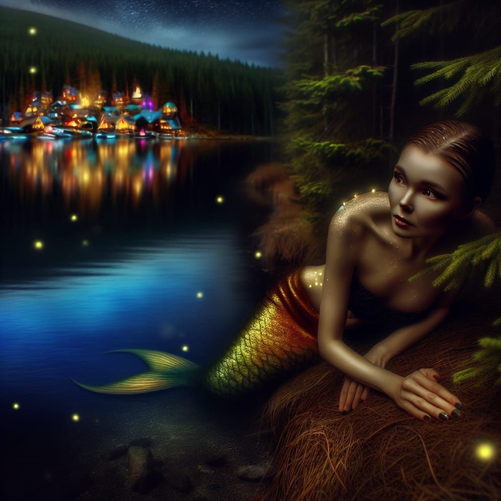 Mermaid's Longing: A Soulful Portrait in a Mystical Forest