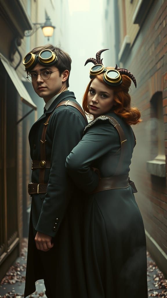 Harry Potter and Ginny Weasley in Steampunk Alley