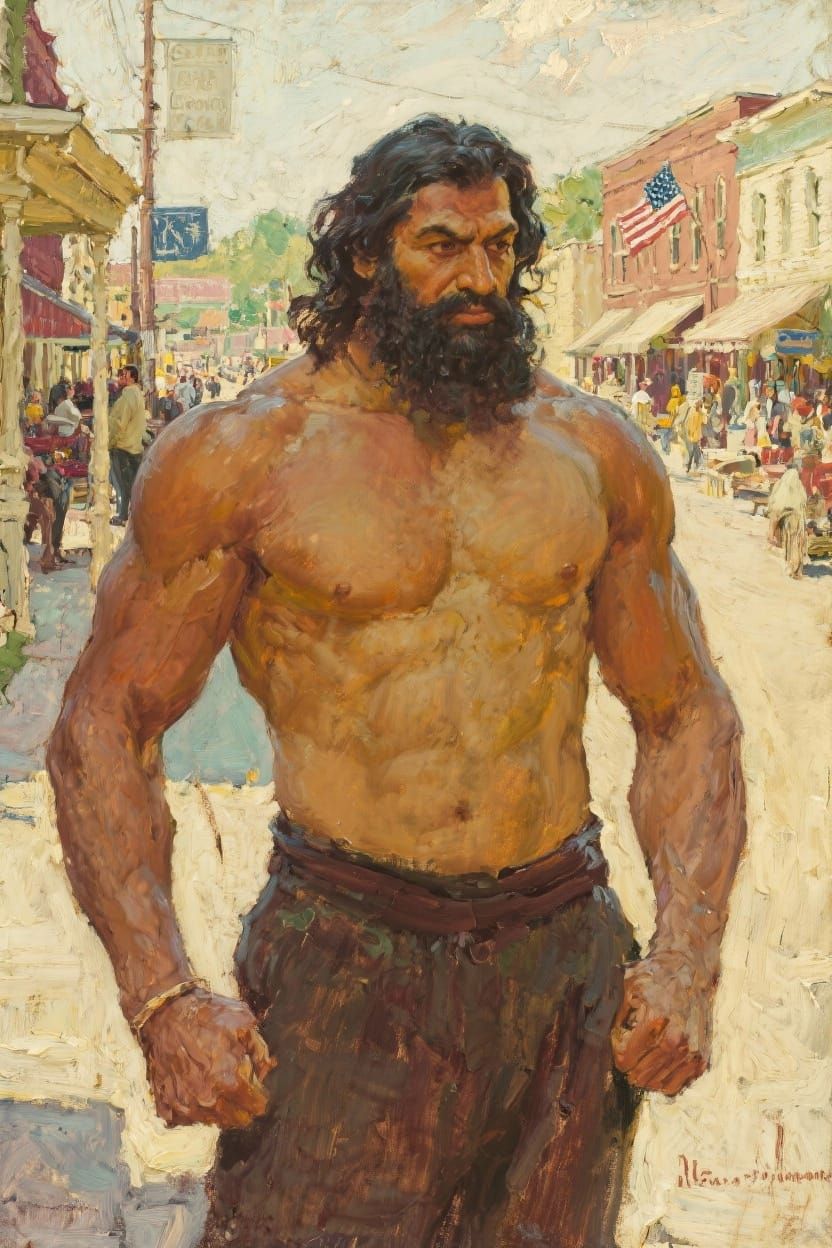 The Great Khali in a Norman Rockwell Painting
