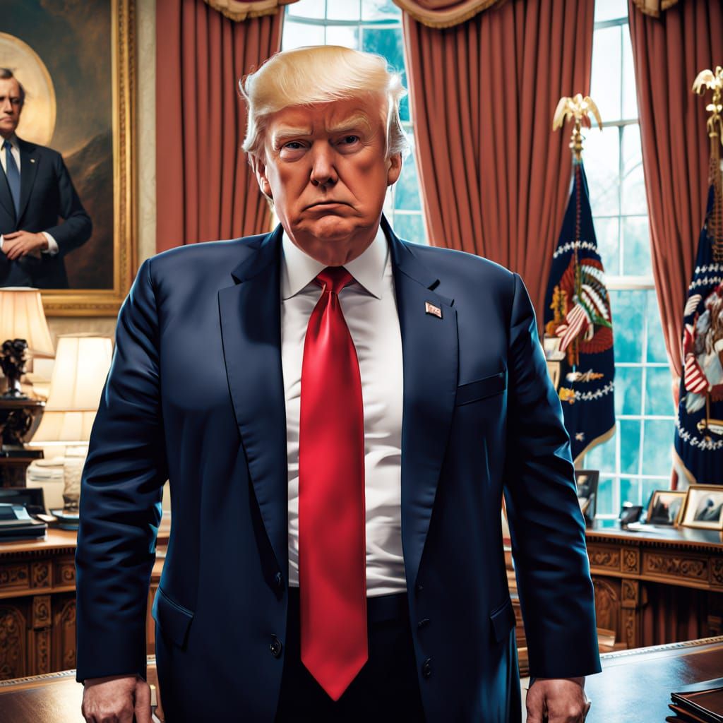 Formal Portrait of a Dignified President in the Oval Office