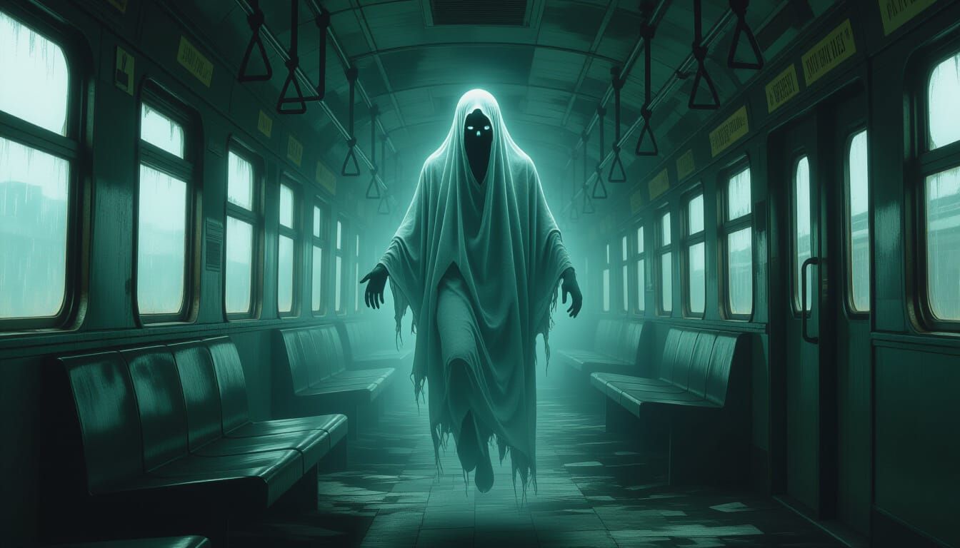 Ethereal Ghost Haunts Abandoned Train Carriage