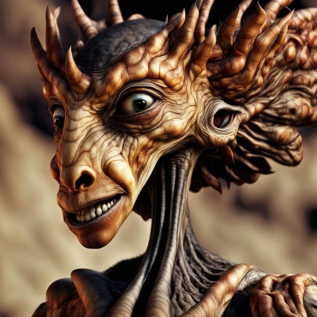 Photorealistic Aliens in Subdued Eldritch Lighting