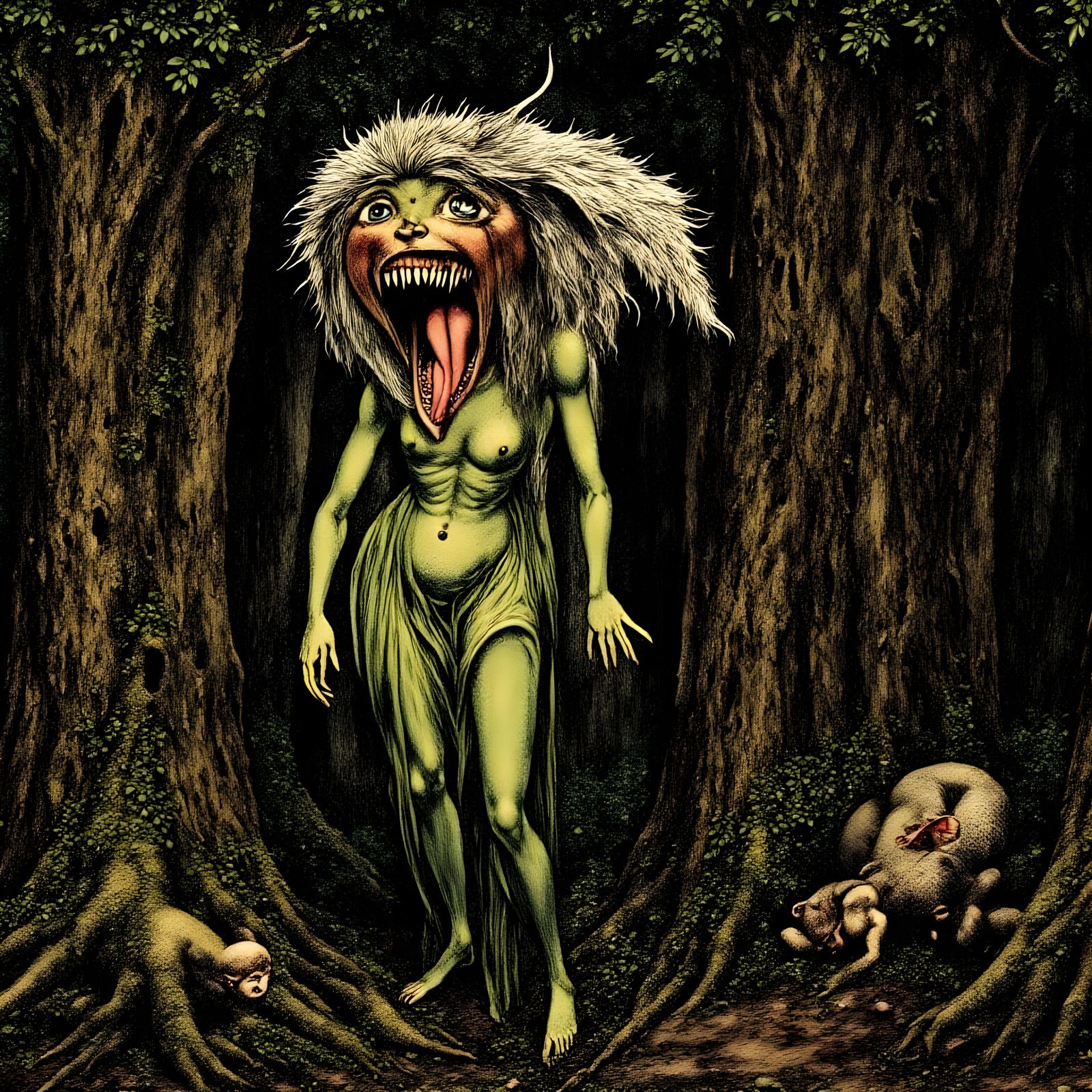 Fantasy Banshee in Forest, Old Masters Style