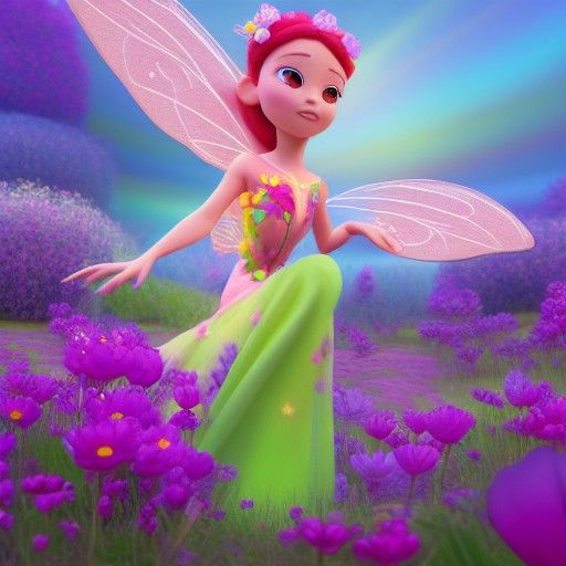 Enchanting Fairy in Springtime: 3D Digital Art