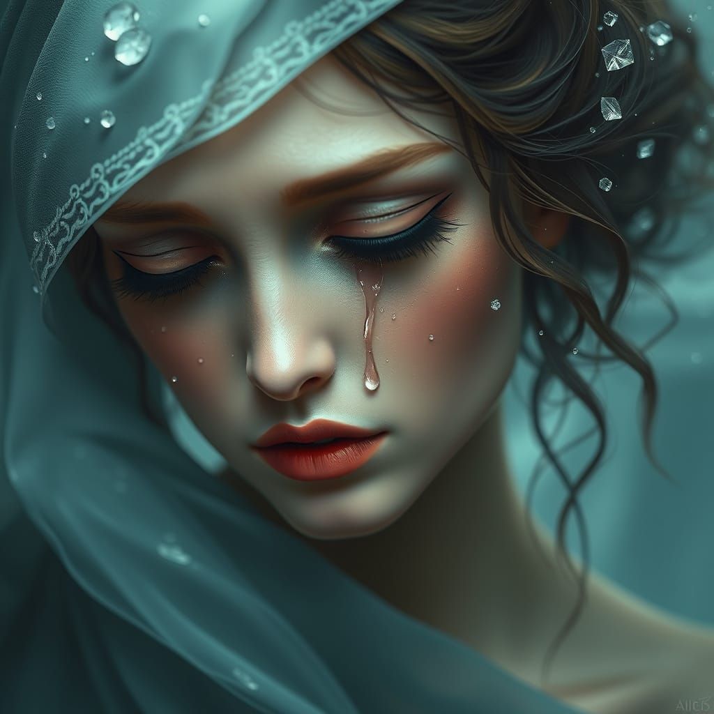 Goddess of Luminous Sorrow in Hyperrealistic Style