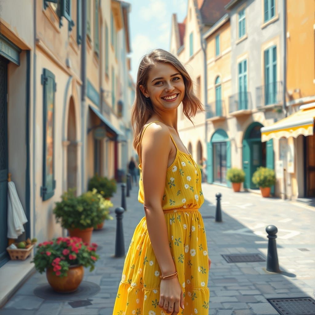 Charming Portrait in La Rochelle, Impressionistic Oil Painti...