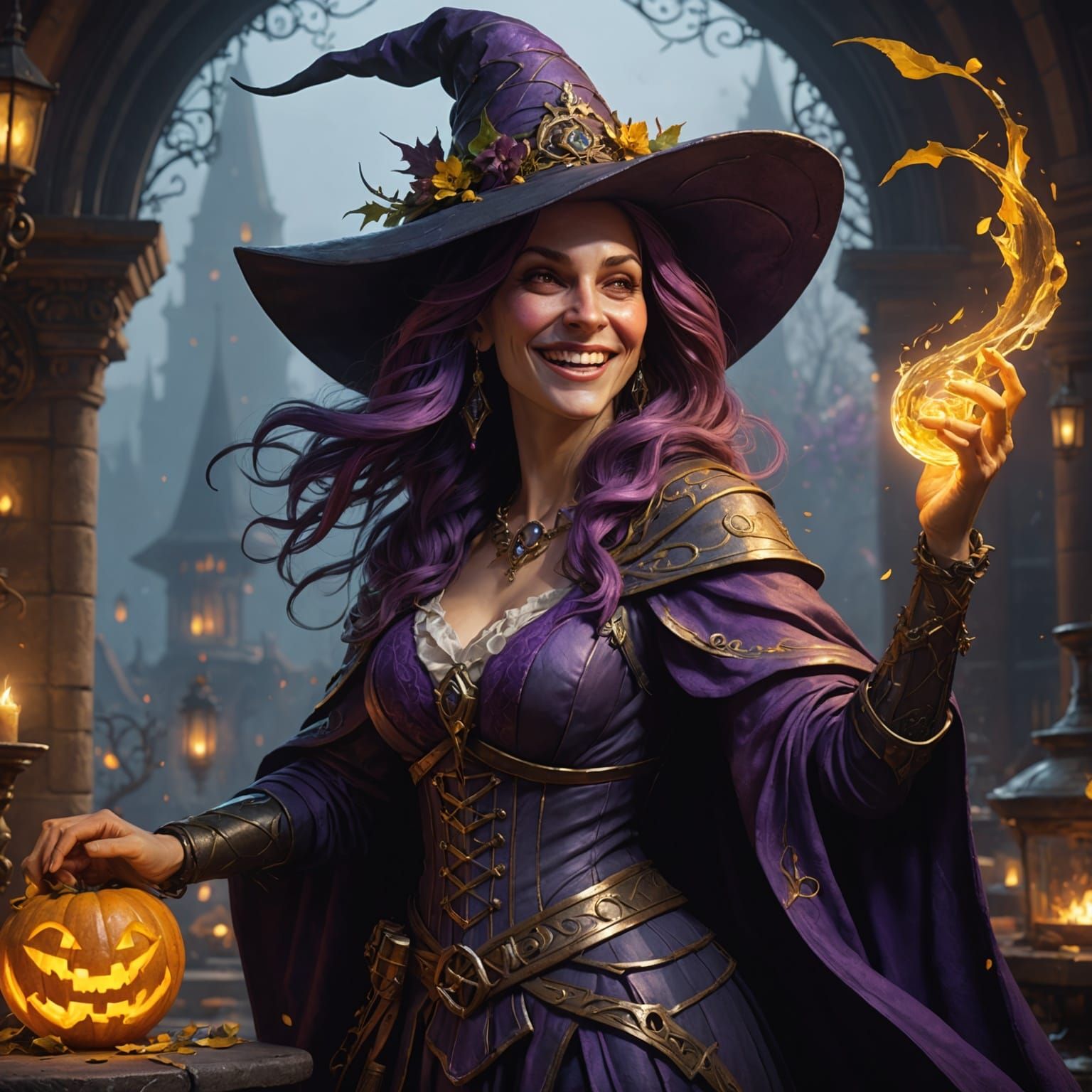 Laughing Witch in Dark Fantasy Style