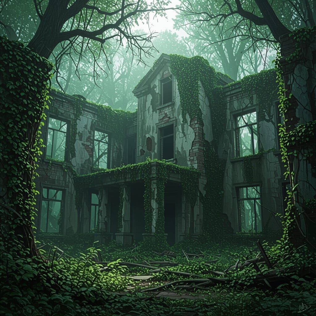 Abandoned Hospital in Overgrown Forest