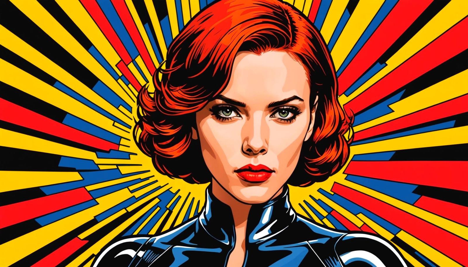 Scarlett Johansson as Black Widow in Pop Art Style