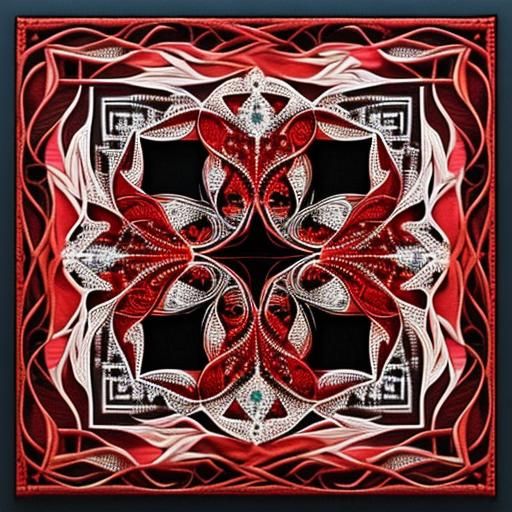 String Art Fractal Forms in Red Film