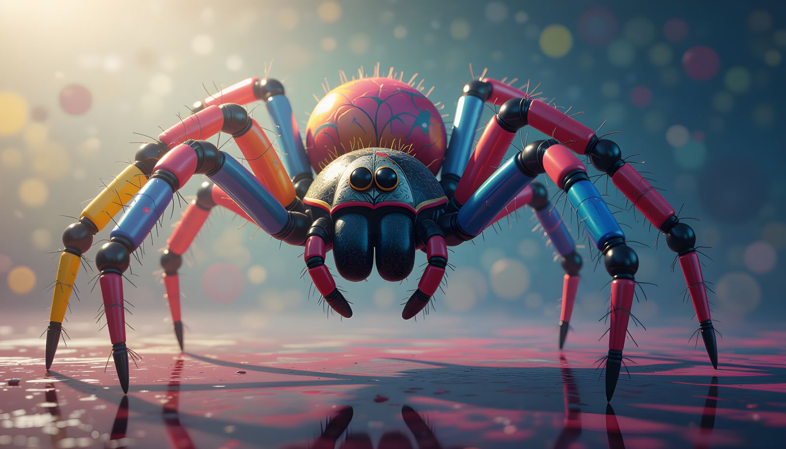 Surreal Balloon Spider: Hyperrealistic Concept Art