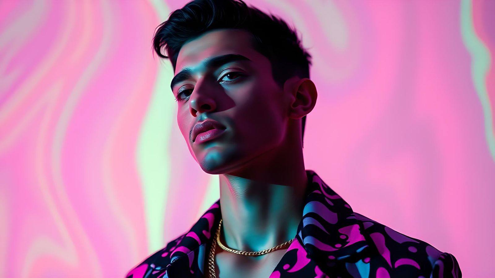 Vibrant Exotic Scene with Fluorescent Colors