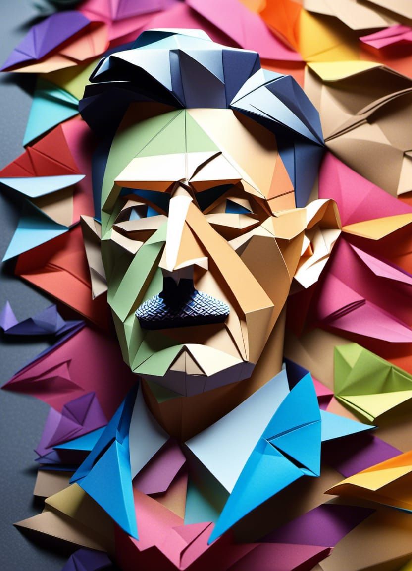 Origami Portrait of George Orwell - IV