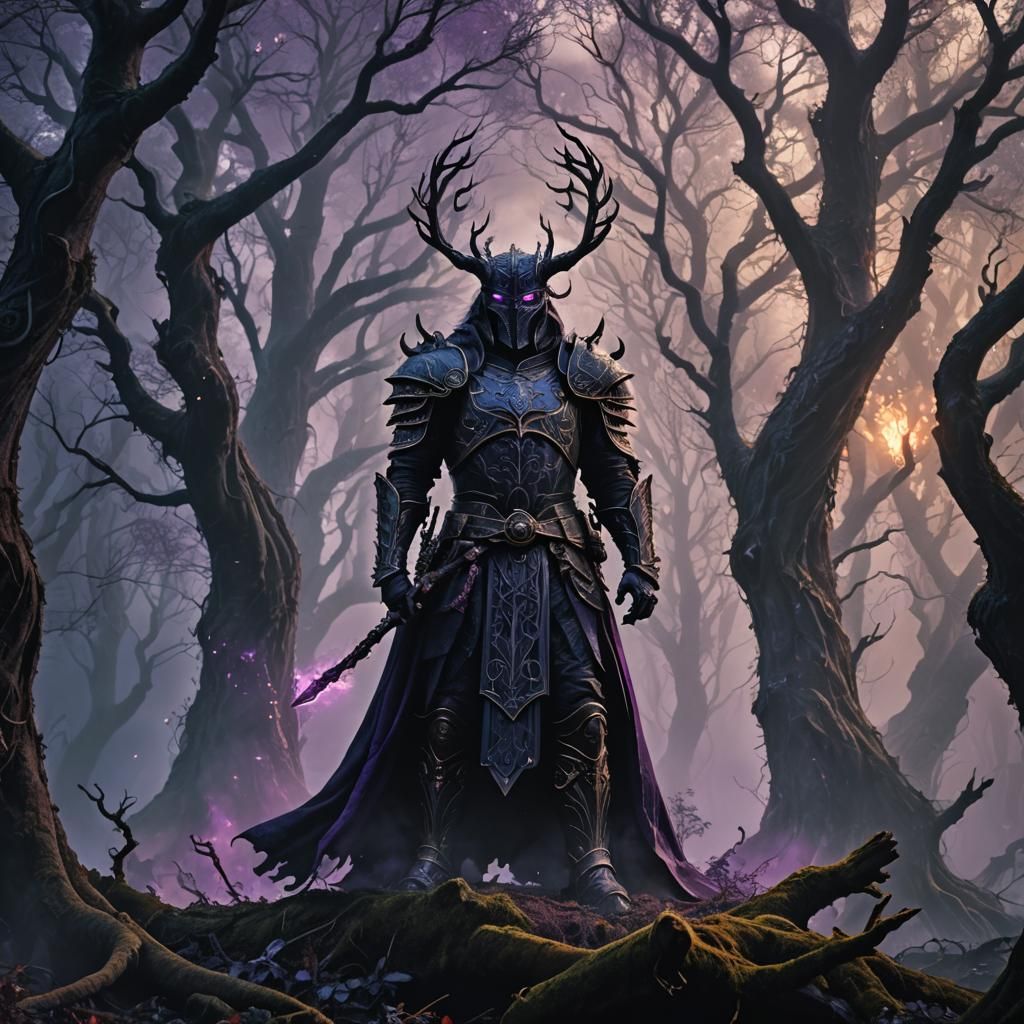 Dark Lord in Mystical Forest: Fantasy Art