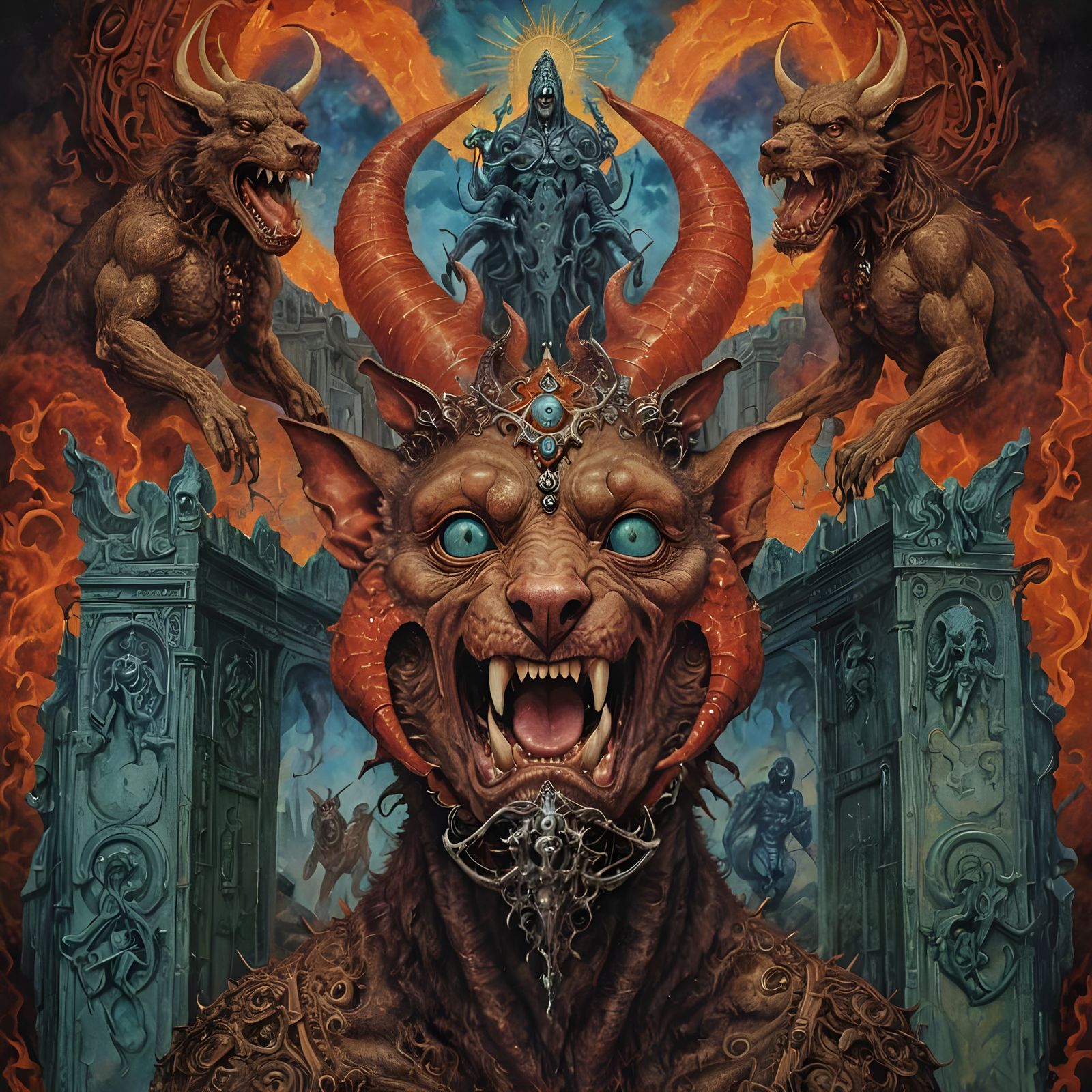 Cerberus: Keeper of Hell's Gate, Surreal Painting