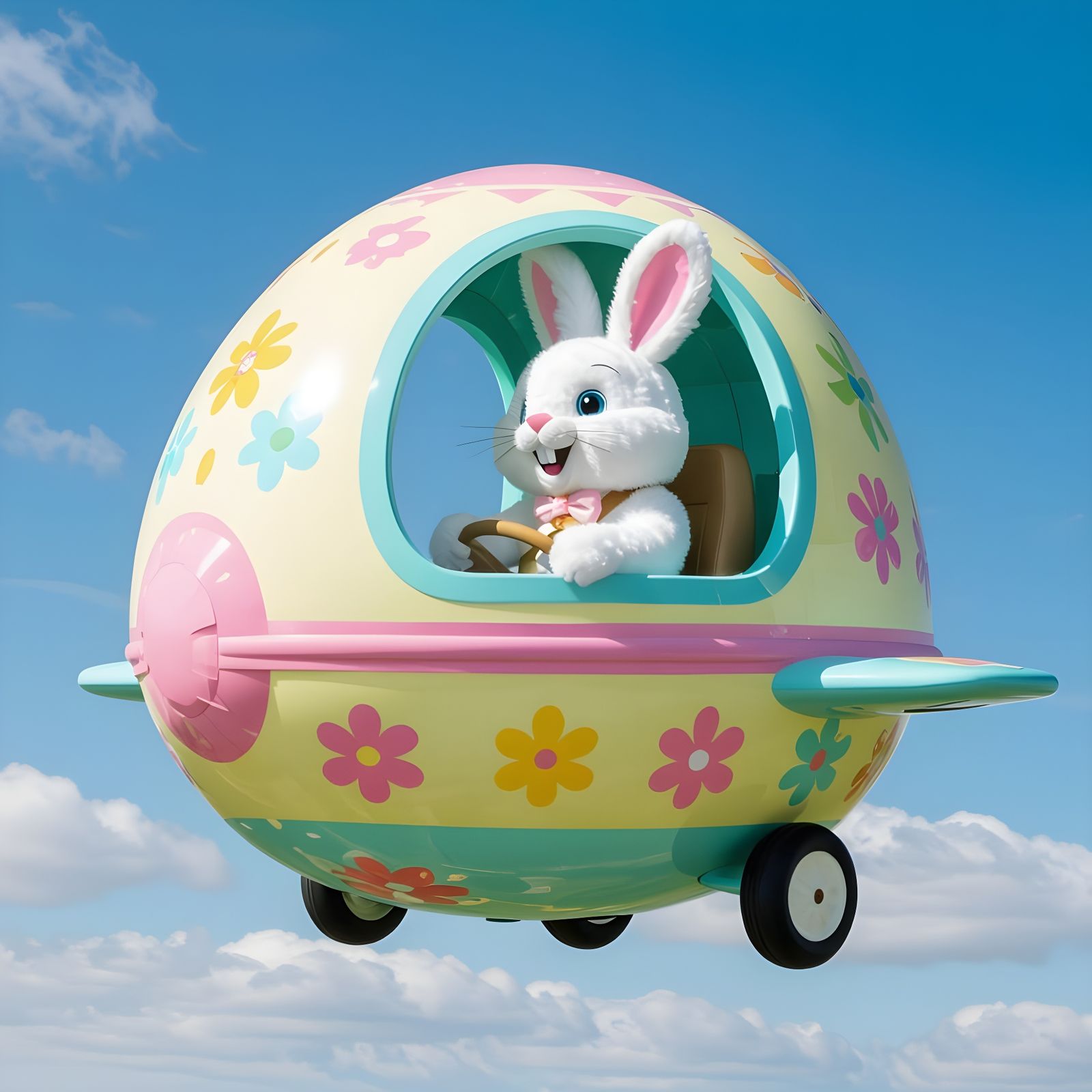 Colorful Easter Egg Mobile Soars with Adorable Cartoon Bunny...